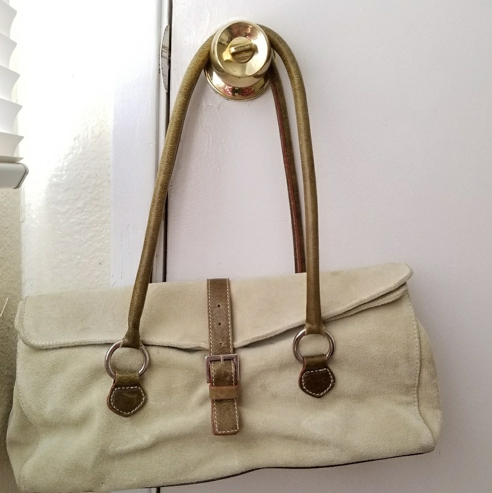 Pale green/greyish suede purse